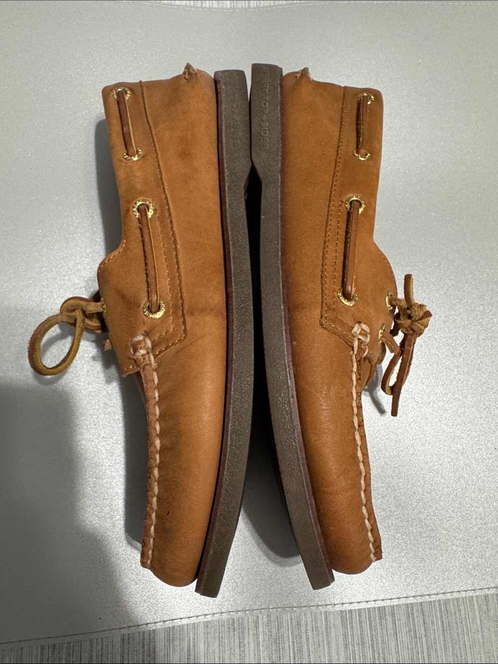 [WORN 1x] Sperry Gold Cup Original Boat Shoes Tan Leather Men’s Size 9.5 - Picture 5 of 8